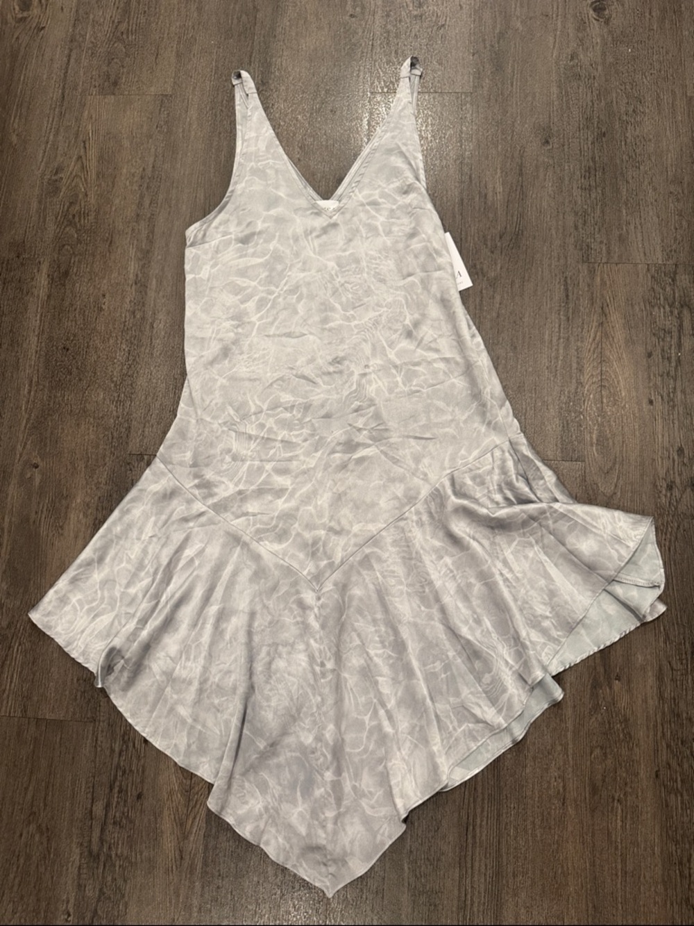Misa Los Angeles Silver-Gray Satin Slip Dress